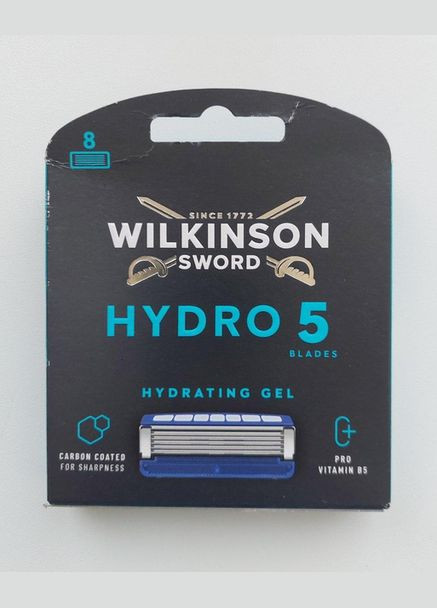 Сменные кассеты (картриджи лезвия) для бритья 5 Hydrating Gel Pro Vitamin B5 - 8 кассет Wilkinson Sword Hydro (324803117)