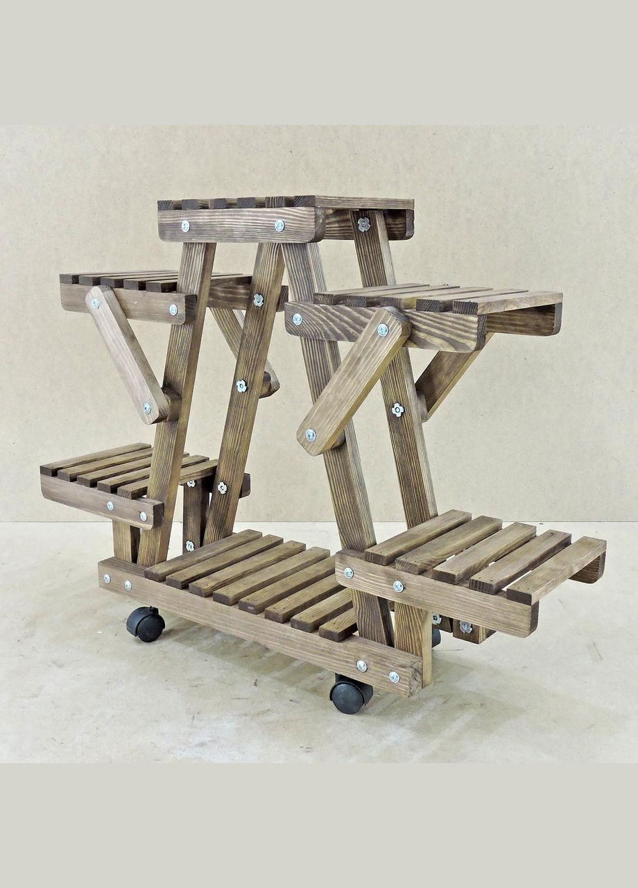 Подставка для цветов из дерева Тулуза капучино на колесиках (ЦВТ-101709) No Brand (328227354)