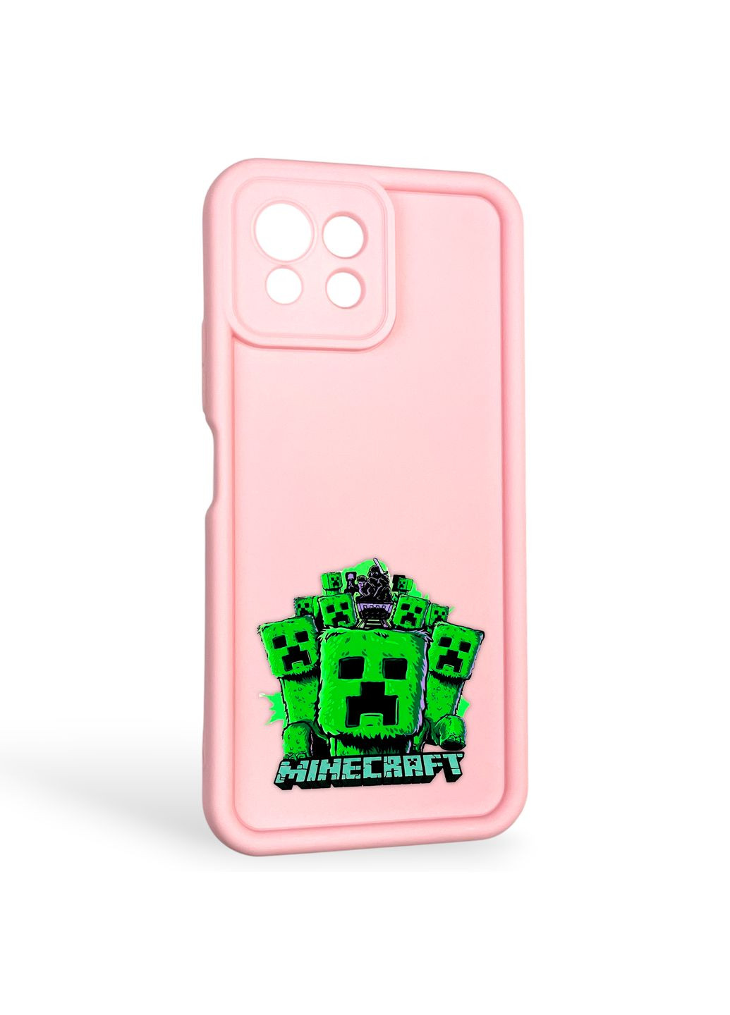 Чехол силиконовый Soft Touch с 3D принтом Майнкрафт для Mi 11 Lite розовый (Полная защита камеры) Xiaomi (373424954)