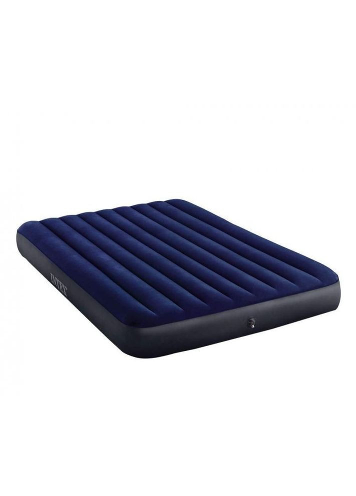 Двухместный надувной матрас для сна и отдыха 64765 с велюровым покрытием 152х203х25 см с ручным насосом и подушками Intex (350349145)