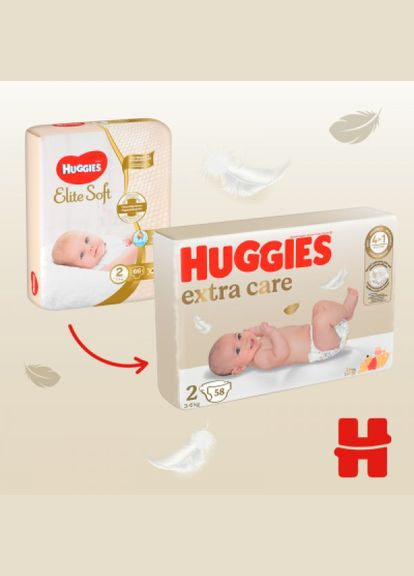 Підгузки Huggies extra care 2 (3-6 кг) 58 шт (268143203)