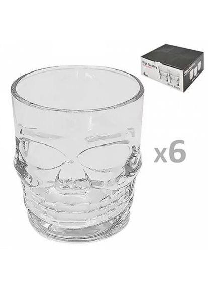 Набір чарок Череп 6 шт скляні чарки для міцних напоїв оригінальні чарки для свята ProDobro (365442485)