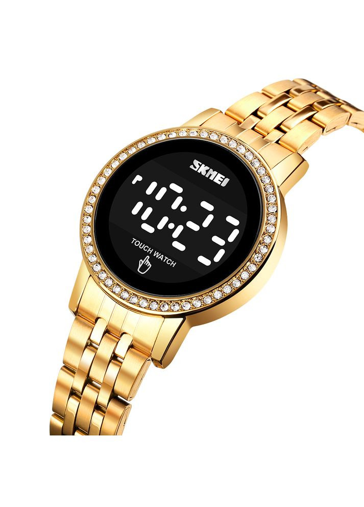 Годинник золотистий для жінок електронний з календарем і секундоміром водонепроникний 30 м ProDobro (367267121)