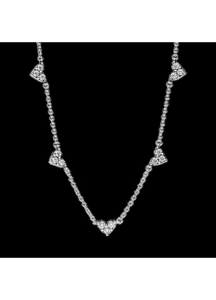 Серебряное ожерелье Пандора "5 сияющих сердец" 393160C01 Kabluchka (355462833)