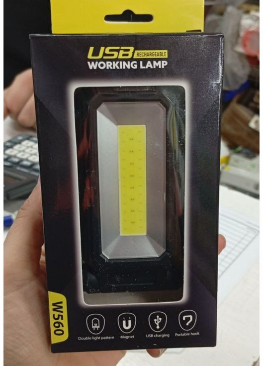 Компактний робочий ліхтар W560 акумуляторний з USB-зарядкою магнітним кріпленням і гачком No Brand (364684915)