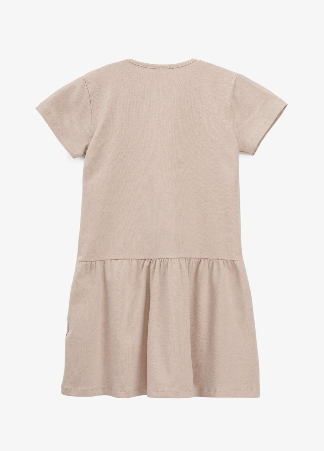 Бежевое платье с принтом для девочки 16519 116 см бежевый shop (2000990923646) Baby Show (322213182)