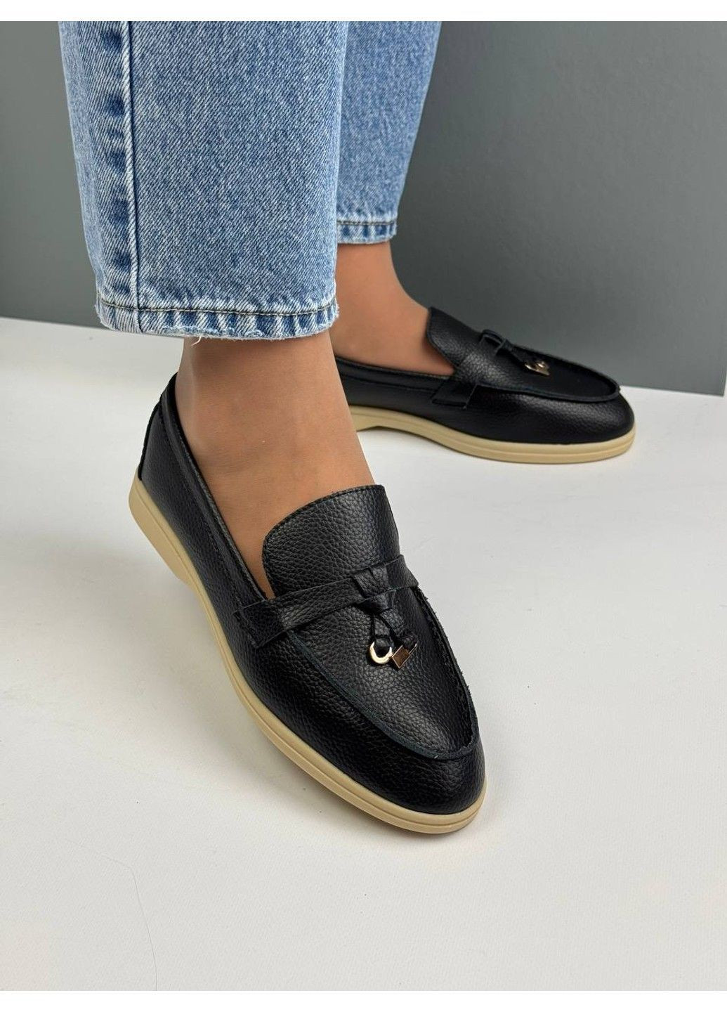 Yimeili 460 Лоферы Кожаные Черные с украшением черный з натуральная замша, китай — демисезон (367960221)