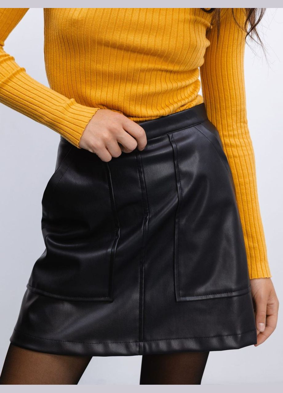 Черная повседневная однотонная женская юбка SK
