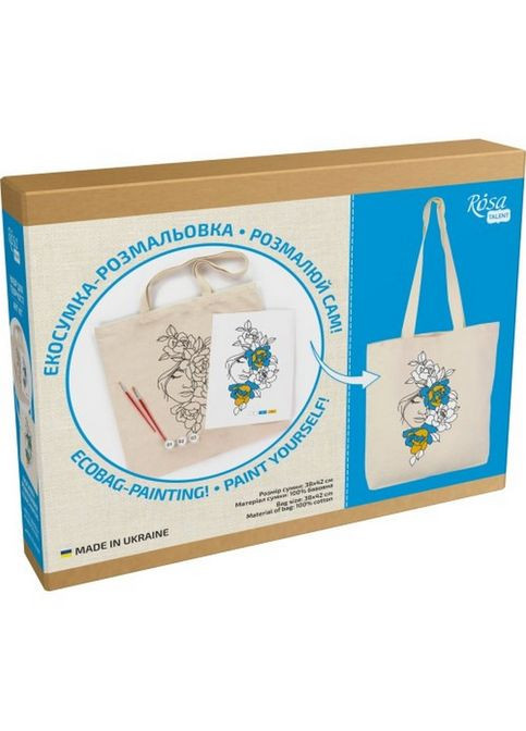 Набор для творчества экосумка-раскраска "Цветы в волосах" N0003621, 38х42 см Rosa (343275155)