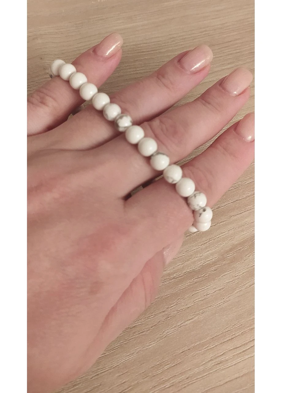 Браслет из натурального белого гоулита 19 см. No Brand (362577156)