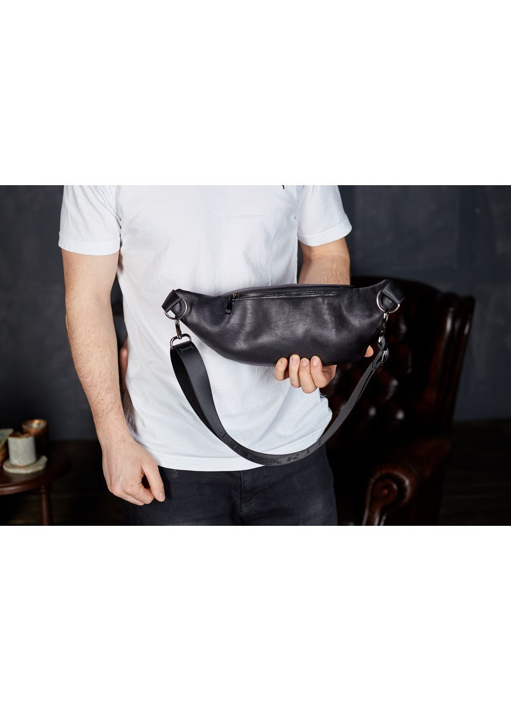 Сумка-бананка для телефона 11х25х8, стильный слинг из натуральной гладкой кожи TD-31848 No Brand (335039575)