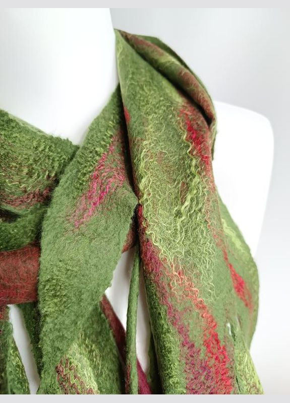 Шарф з тюльпанами, мокре валяння вовни меринос і шовку, ручна робота Hand Made (330766788)