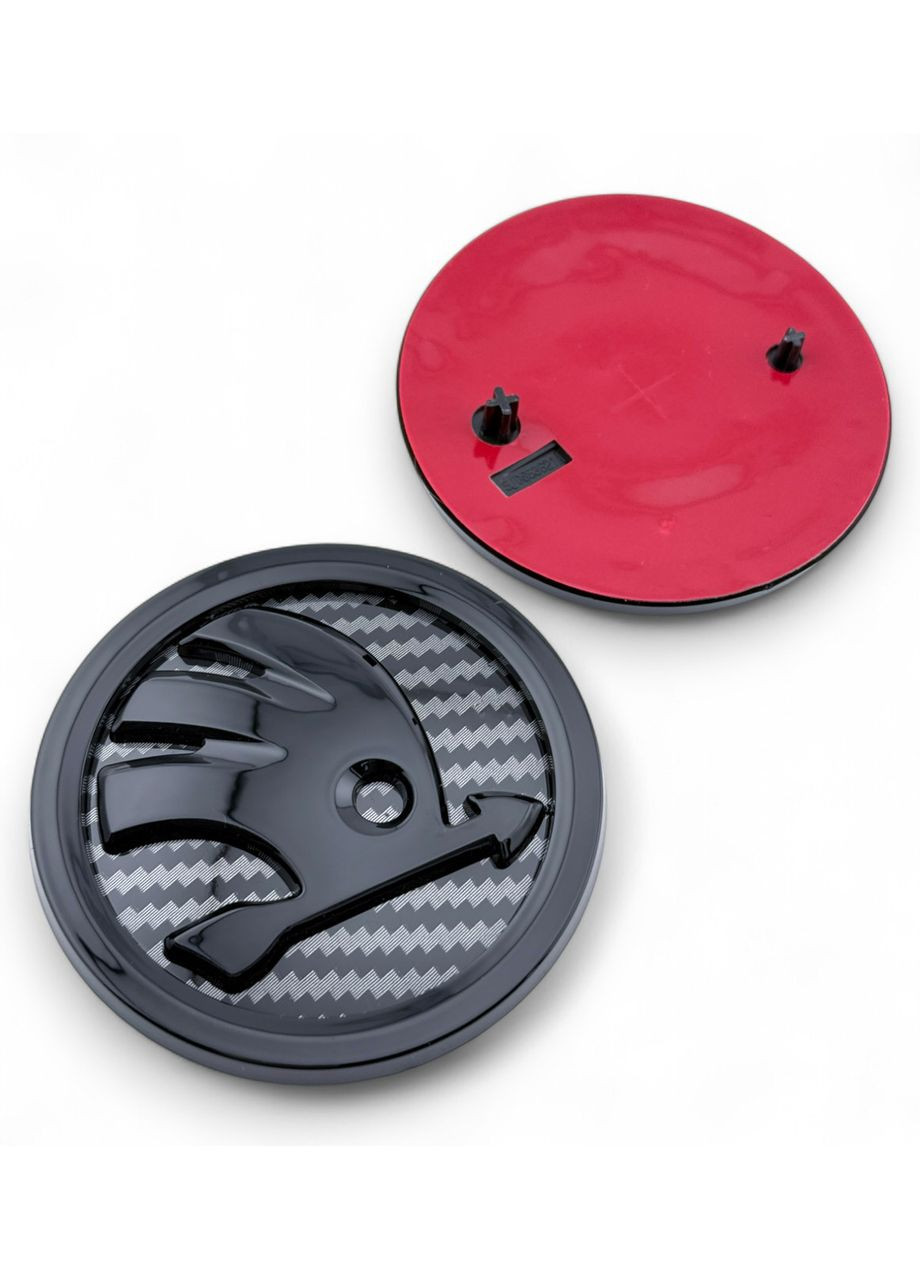 Эмблема значок логотип на капот, багажник Шкода 80мм, Карбон Skoda (354698386)