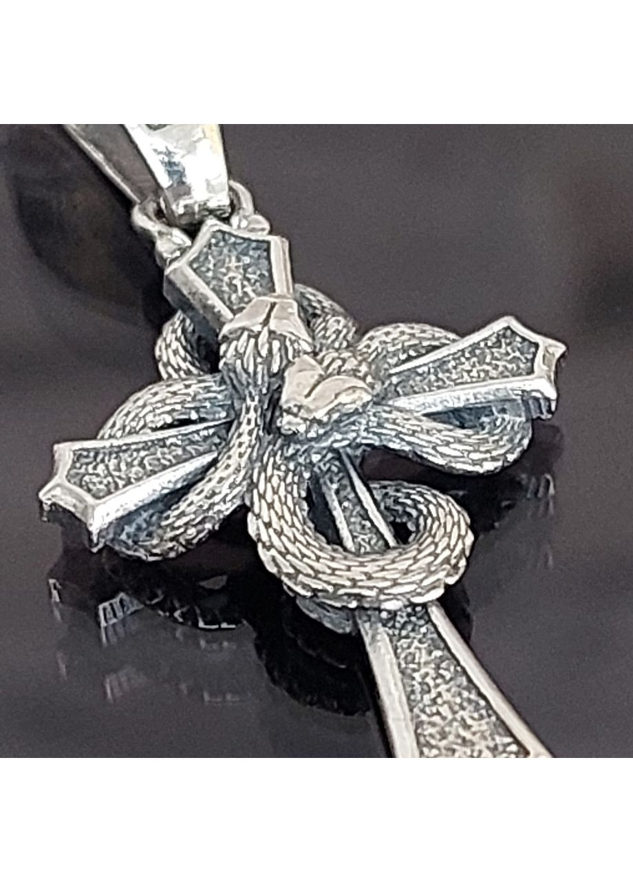 Срібний ексклюзивний хрестик зі зміями No Brand (355921849)