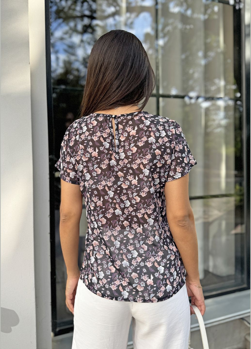 Чорна універсальна жіноча блуза з шифону INNOE Блуза