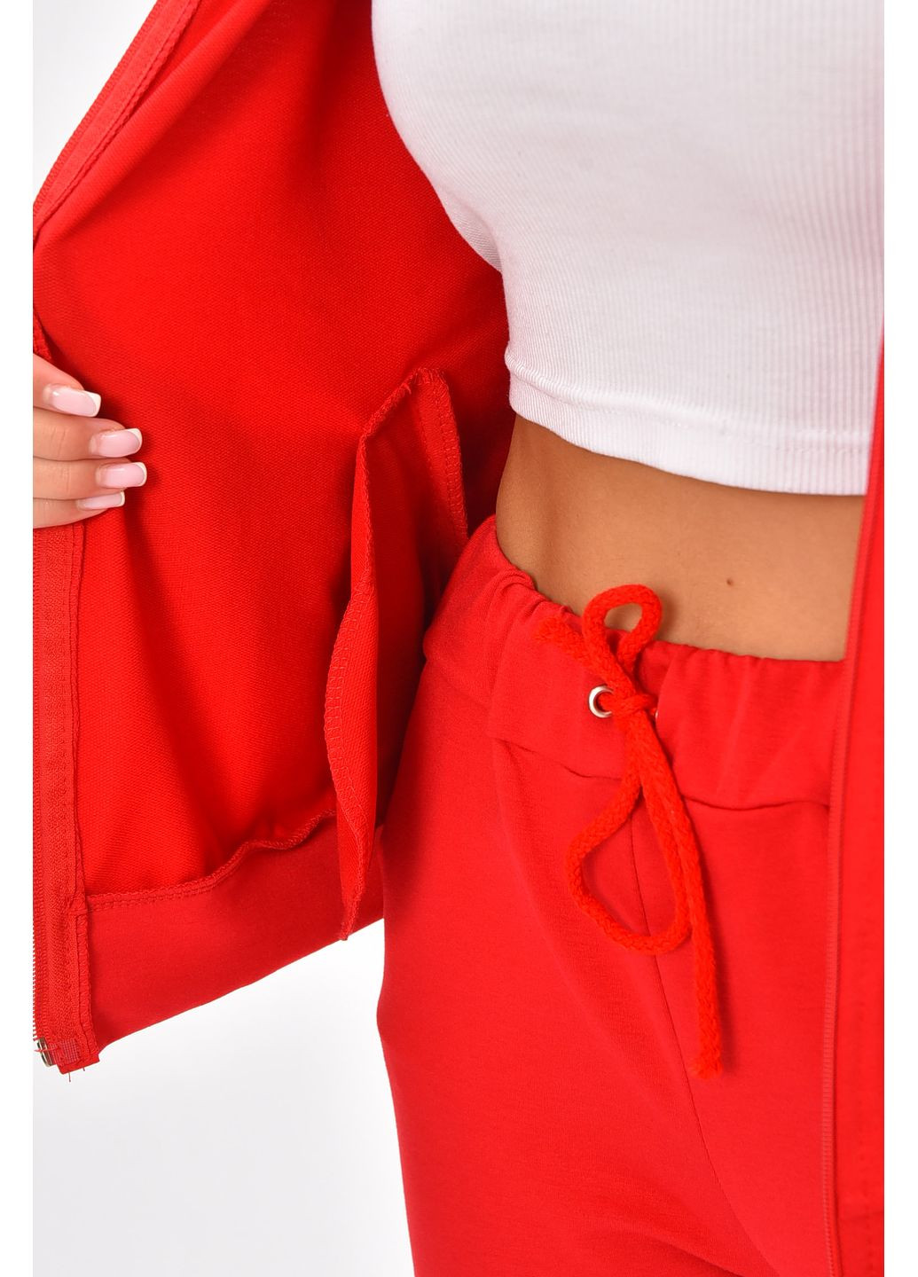 Спортивный костюм женский однотонный красного цвета Let's Shop (360601856)