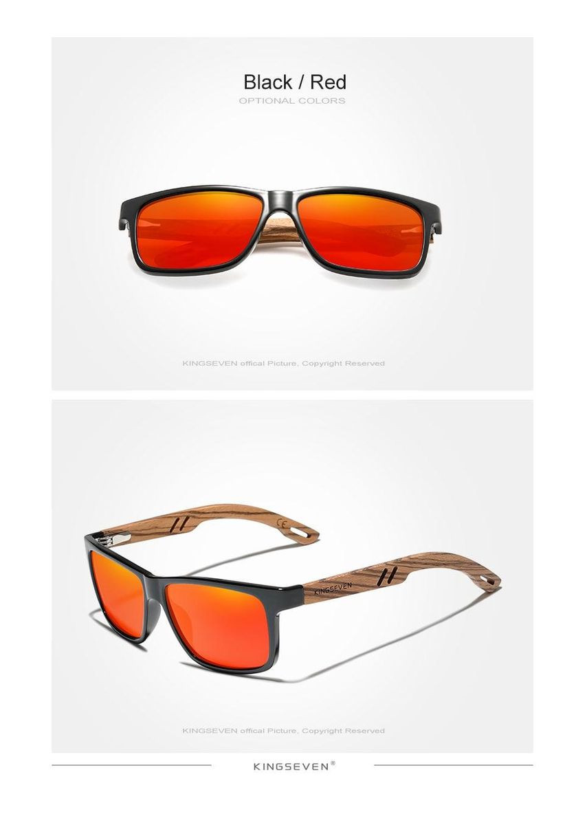 Солнцезащитные очки Wayfarer из ореховой древесины TR90 с поляризованными линзами Z5508 DESIGN KINGSEVEN (299332600)