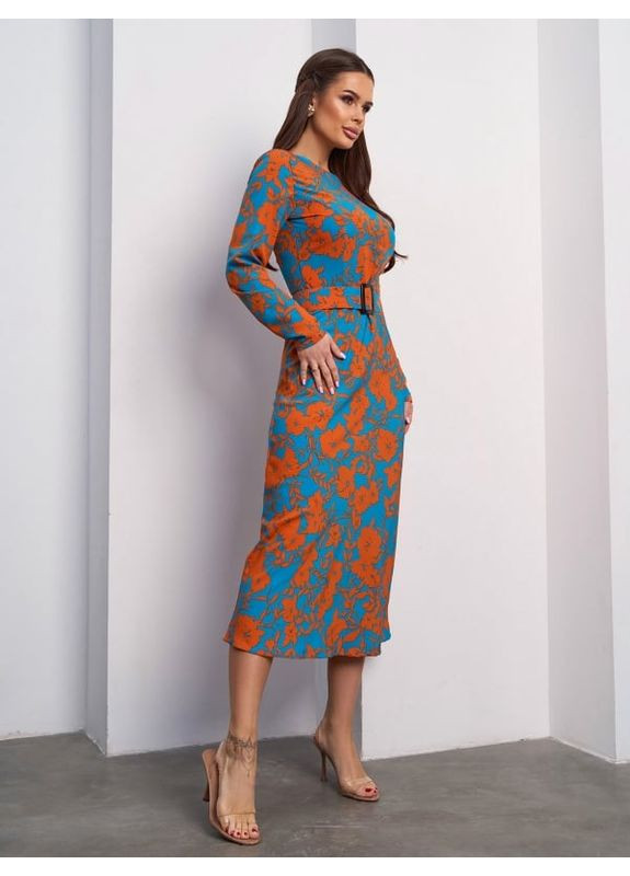 Комбинированное платье 15112 мультиколор ISSA PLUS однотонное