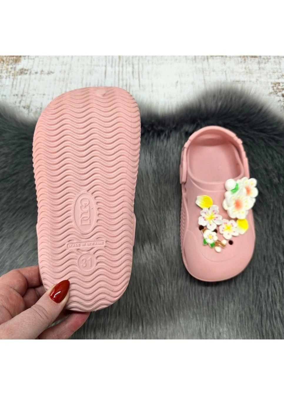 Крокси дитячі ЕВА для дівчинки чорні з квітами Dago Style (388727839)