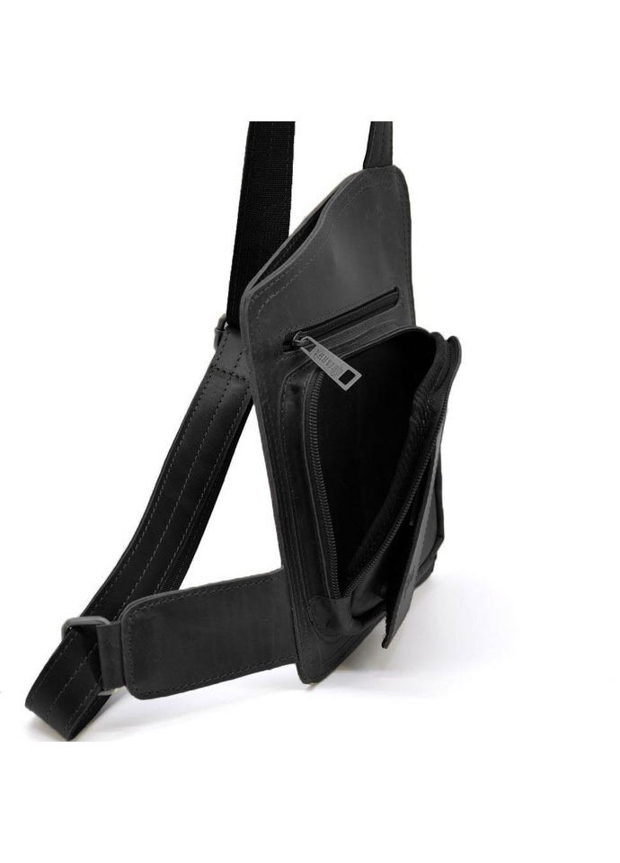 Кожаный слинг Рюкзак мужской на одно плечо RA-232-3md черный TARWA (306373218)