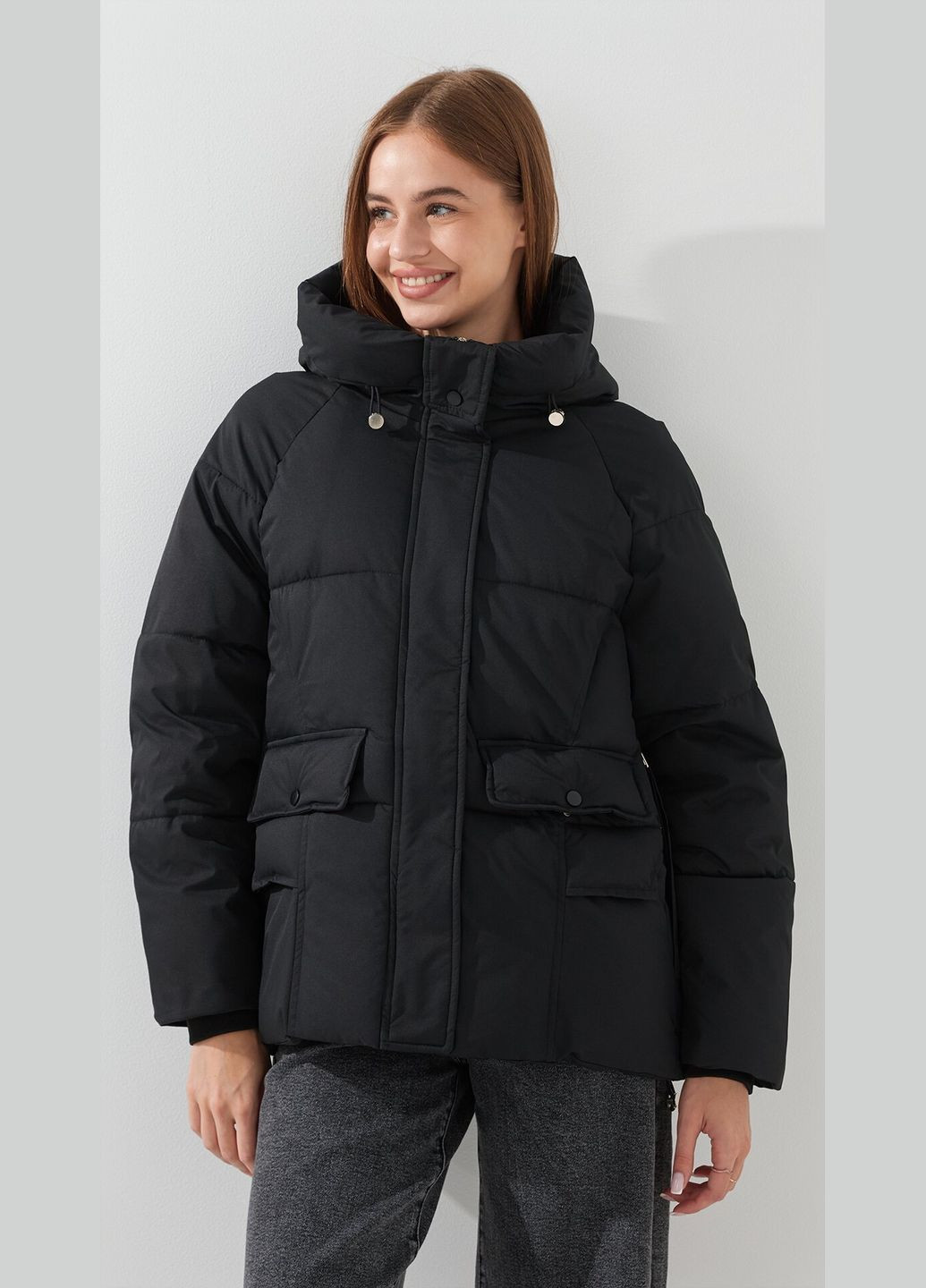 Черная зимняя куртка однотонная женская 8515 черный shop (2000999163432) On me