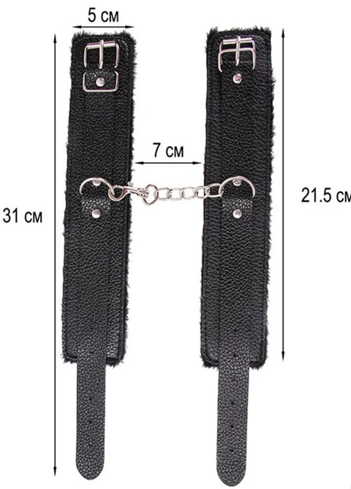 Наручники с мехом БДСМ черные No Brand (316426941)