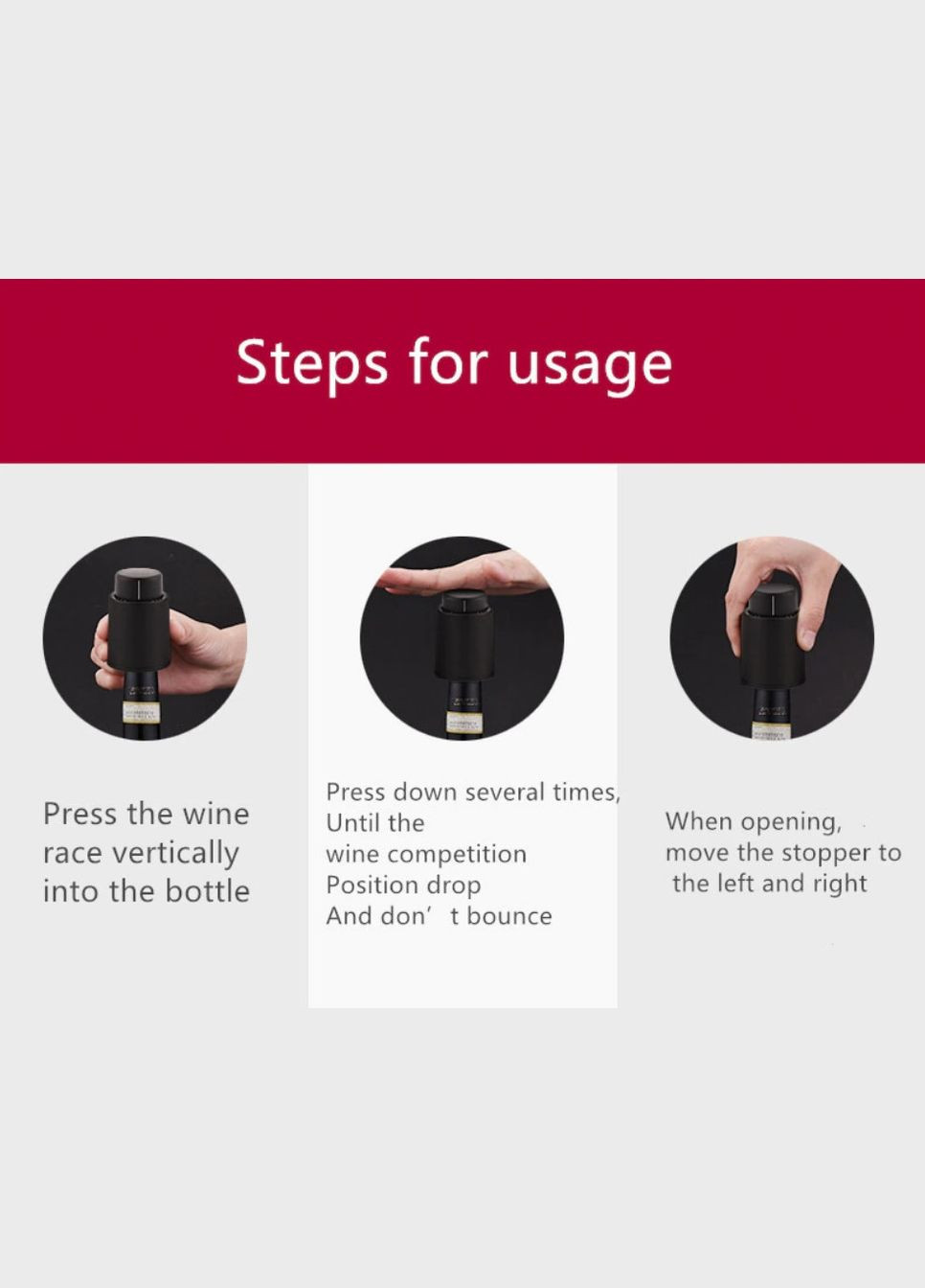 Вакуумна пробка для вина пластик black Joy (328315921)