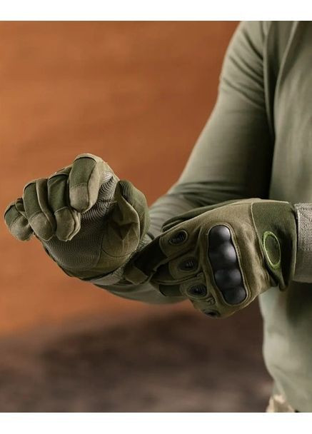 Тактические перчатки Combat военные полно-палые хаки XL замша+нейлон усиленная ладонь антискользящие вставки защита костяшек No Brand (364859643)