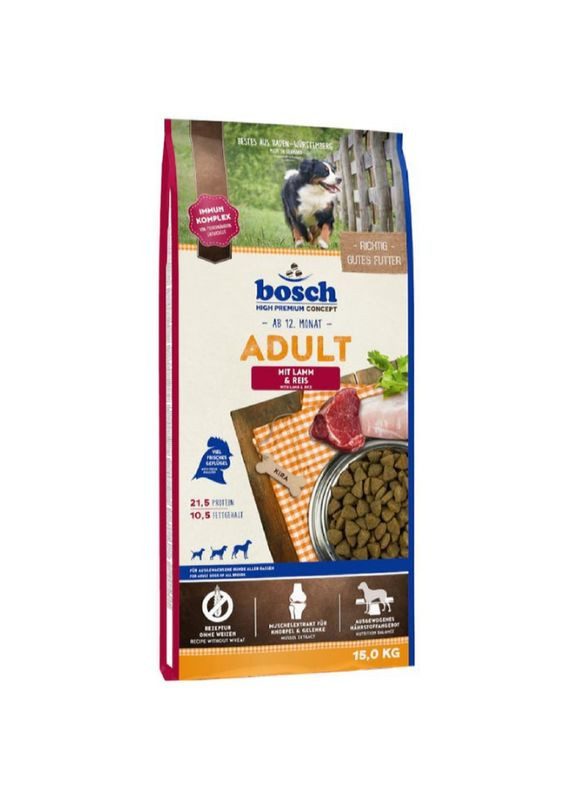 Сухой корм для взрослых собак Adult Lamb & Rice 15 кг (4015598013215) Bosch (287328007)