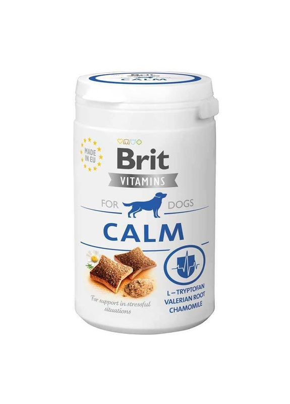 Жувальні ласощі з валеріаною та ромашкою для нервової системи собак Vitamins Calm for Dogs - 150 г Brit (327070475)