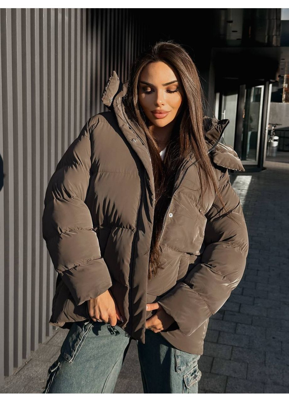 Коричневий зимній Пуховик No Brand