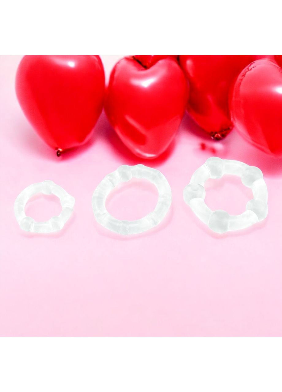 Кільце на пеніс набір 3 шт, кільце на член ерекція з кульками прозорий різного розміру China (317747676)