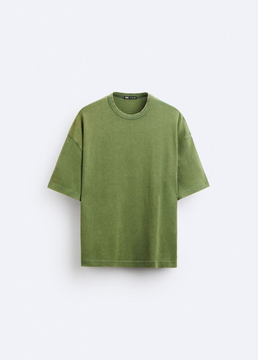 Зеленая футболка Zara 4442 350 KHAKI