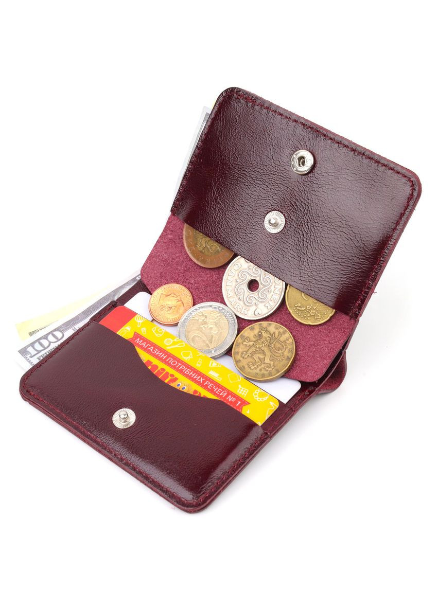 Жіноче глянсове шкіряне портмоне 16609 Вишневий Shvigel (298569574)