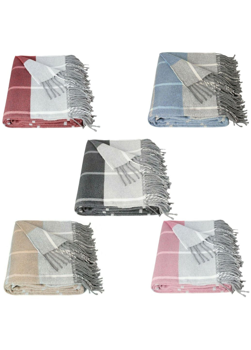 Плед хлопковый Клетка 140x200 см Бело-серо-голубой Vladi (348433156)