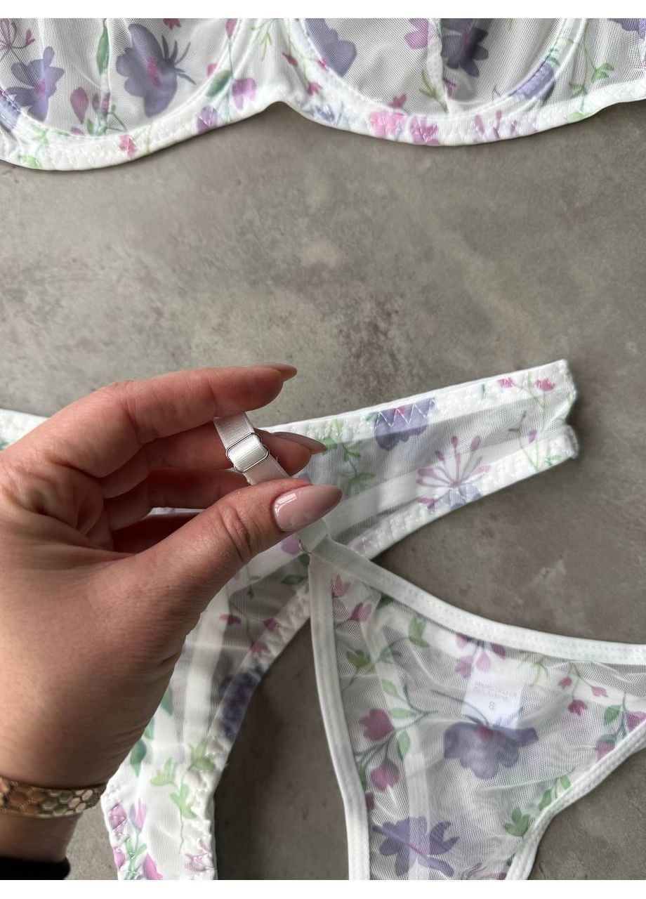 Лавандовый демисезонный комплект нижнего белья женский трусики (2шт) + бюстгальтер No Brand