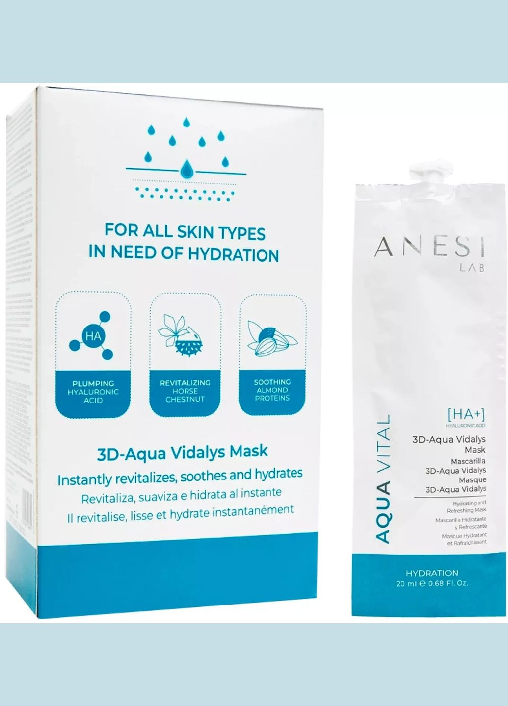 Освіжаюча та відновлююча гель-крем-маска Aqua Vital 3d-Aqua Vital Vidalys Mask 10 шт. x 20 мл Anesi (339051174)