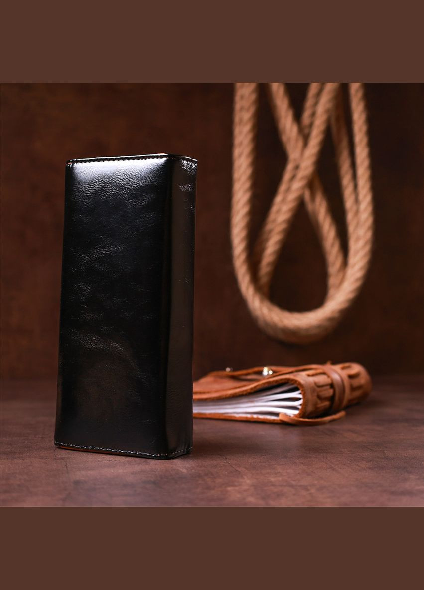 Жіночий гаманець із гладкої екошкіри з монетницею 19073 Чорний KIVI (306882074)