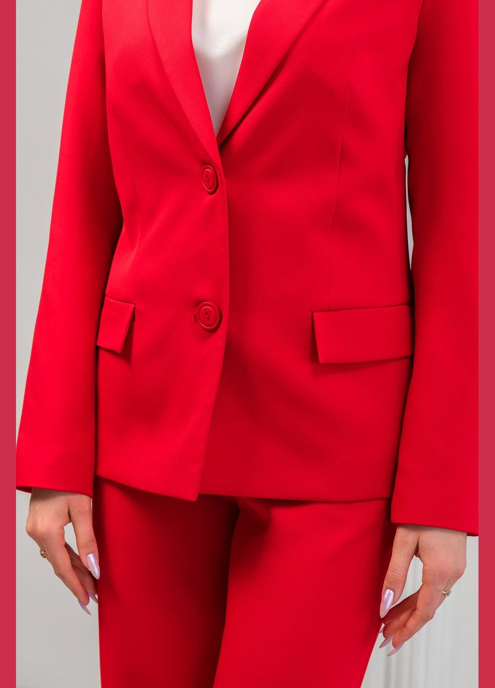 Красный женский пиджак укороченный женский 037 креп красный Актуаль - демисезонный