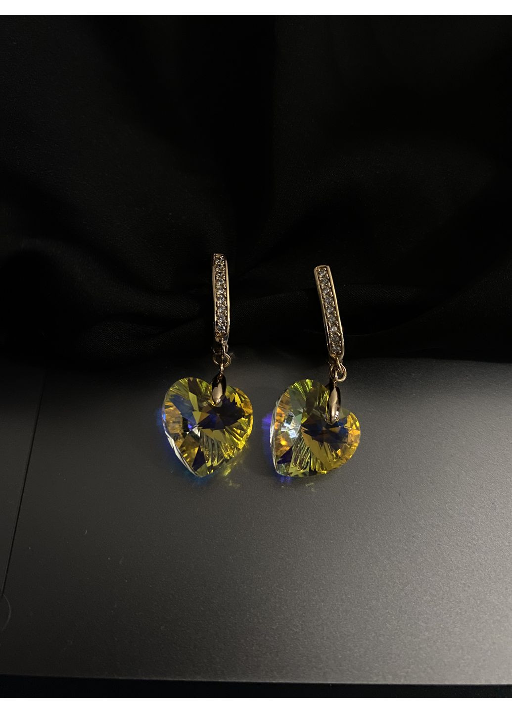 Серьги кристальное сердце золотого цвета 36186 No Brand (370840466)