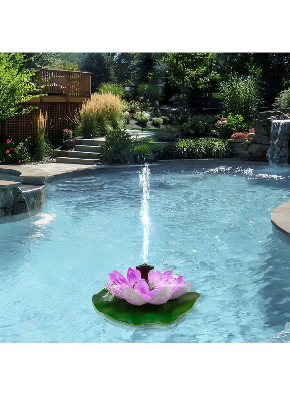 Комплект фонтан на солнечной батарее с насадками 4 штуки светильником с солнечной панелью (480278-Prob) Лилия фиолетовая Unbranded (332880888)