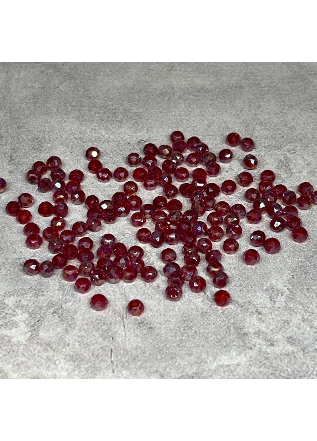 Бусина Рондель 2*2 мм, колір червоний АВ (прозорий), арт 018205, 1-нитка ≈145-155 шт No Brand (331769458)