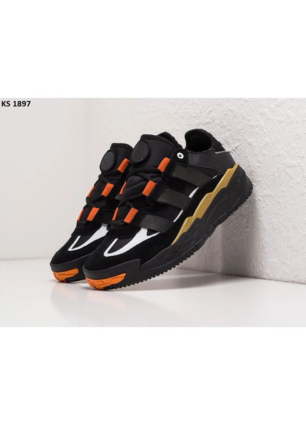 Черные демисезонные кроссовки мужские adidas niteball black orange адидас найтбол черные No Brand