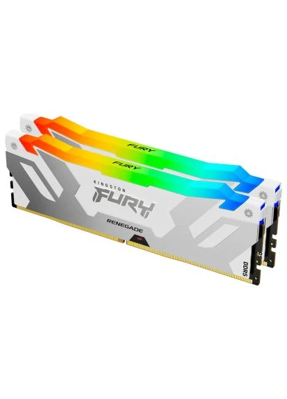 Модуль пам'яті для комп'ютера (ex.HyperX) (KF580C38RWAK2-32) Kingston FURY DDR5 32GB (2x16GB) 8000 MHz Renegade RGB White XMP (389701537)