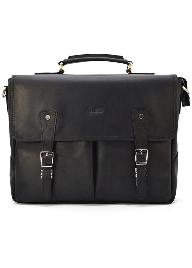 Сумка портфель через плече для чоловіків із натуральної шкіри для документів А4 з відділенням для ноутбука Чорний 40546 TARWA (361400995)