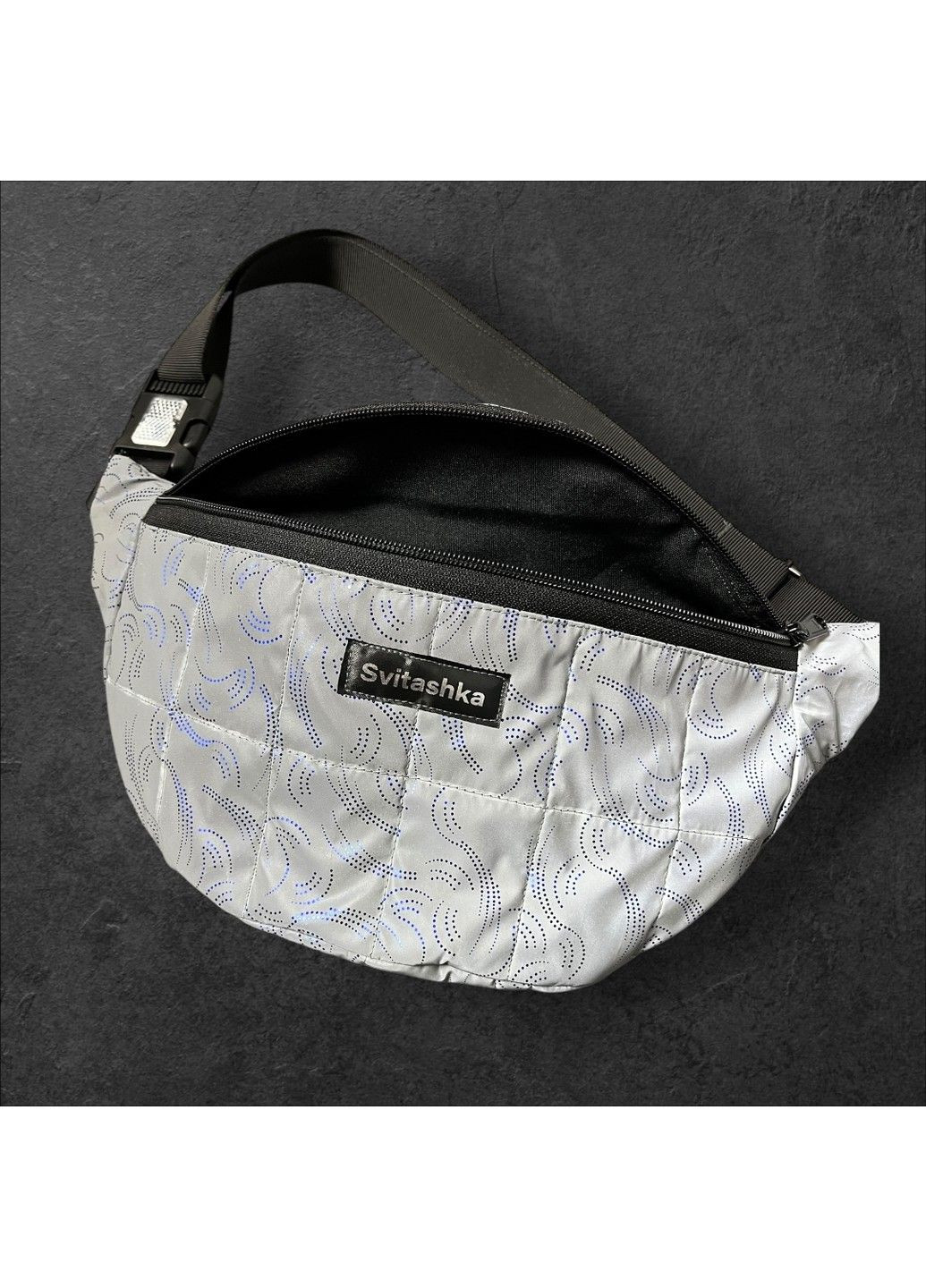 Світловідбиваюча сумка Бананка "Сині пір’їнка" Svitashka No Brand (315725136)