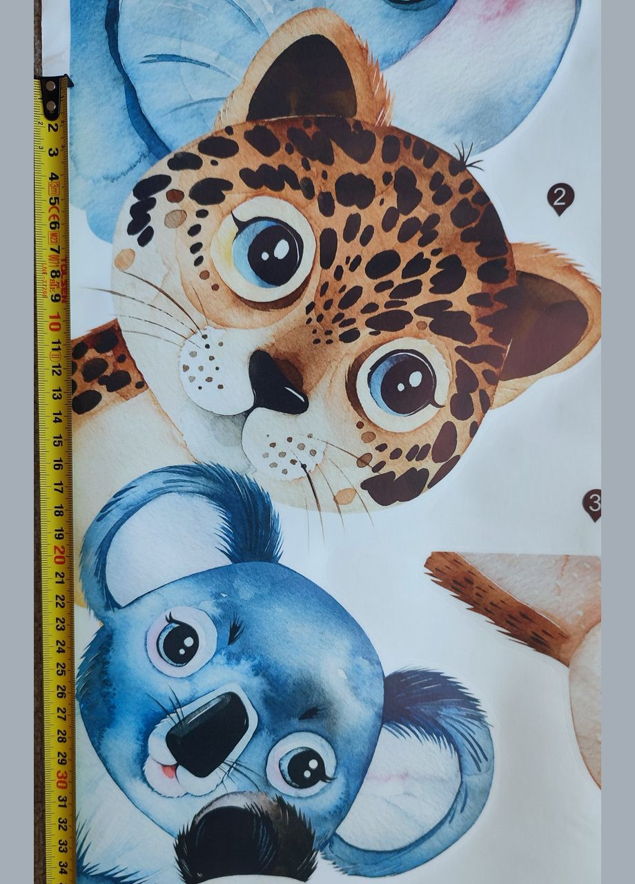 Виниловые наклейки на стену Подглядывающие звери (лист 30 х 90 см) Б398-12 вправо BRUP (302241732)