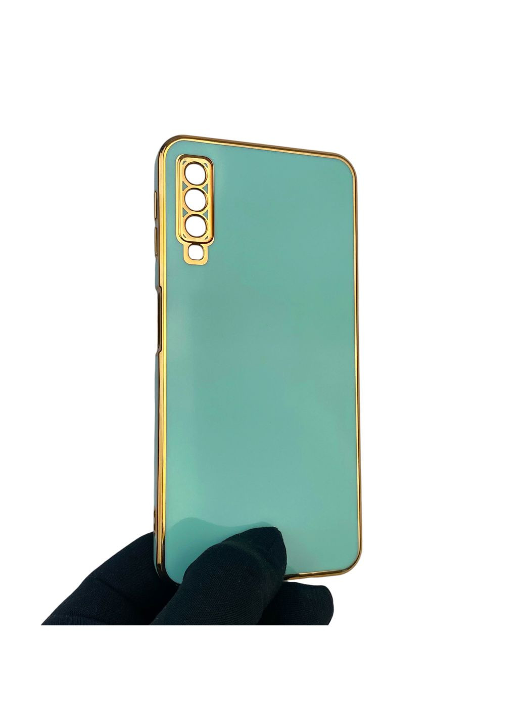 Чехол для Galaxy A7 2018 SM-A750 с защитой камеры с золотой окантовкой на самсунг а7 2018 бирюзовый gs1 Samsung (366227851)
