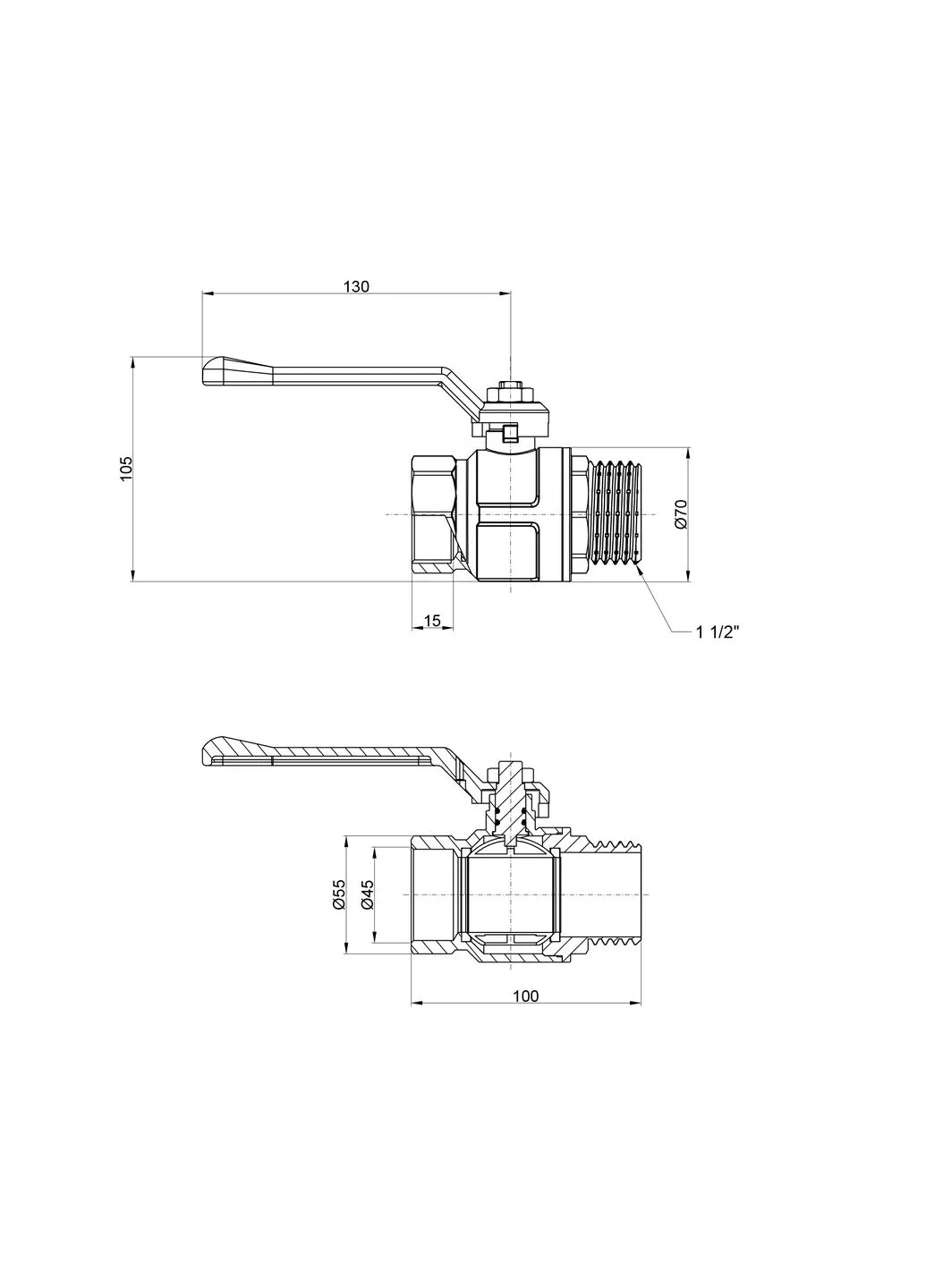 Кран кульовий 1"1/2 прямий №352 Icma (389549452)