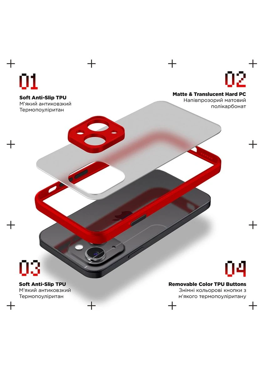 Чехол Frosted Matte для Xiaomi Redmi Note 14S 4G Red (ARM85111) ArmorStandart (325690654)
